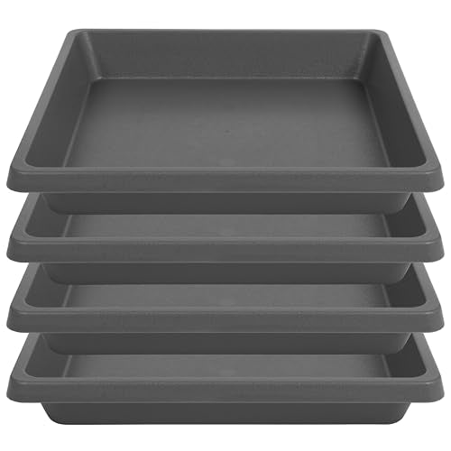 Square Plant Saucer 10 Inch 4 Pack, Plant Drip Trays and Flower Pot Saucers，Doubles Plant Water Catcher Tray, Plant Trays for Indoors No Holes, Plant Drainage Tray Saucers for Potted Plants - color: Gray, size: 10"(4Pack)