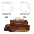 GemeShou 2pcs Wooden Jewelry display tray, Hexagon jewelry display riser, Jewelry retail shop photography props【Walnut Hexagon tray-2pcs】