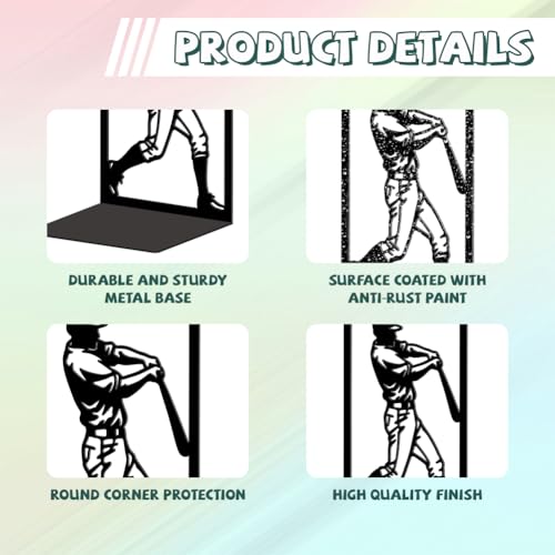 Peacoblue Metal Bookends for Shelves, Modern Decorative Heavy Duty Study Book Ends Stoppers for Office, Desk, Shelf, Room 5.3"x4.3"x7.9" Cast Iron Simple Tall Bookends 1 Pair (Baseball Athletes) - style: Baseball Athletes