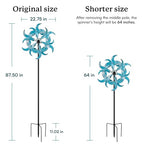 87" Wind Spinner Outdoor with Solar Light, Large Metal Wind Sculptures Spinners, Windmill for Garden Yard Patio Lawn Decor - Azure Moon (23" W x 87" H) - size: Azure Moon