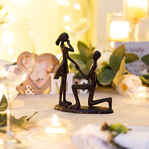 Sziqiqi Anniversary Wedding Gifts for Couple: 6th Anniversary Iron Gift for Her Him Husband Wife - 1 Year Wedding Gifts for Engagement Christmas Valentines Birthday - Couple Sculptures for Home Decor - style: Proposal