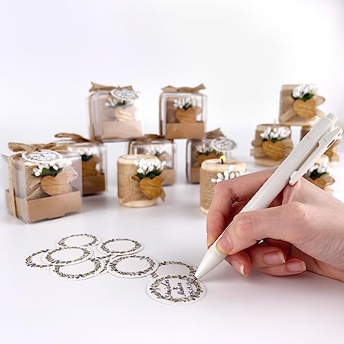 12PCS Wooden Tealight Candle Holders, Wedding Thank You Favors for Guests, Baptism/Bridal Shower Centerpieces for Tables, Wood Cylinder Candle Set for Baby Shower Decorations(Double Heart Tag) - size: 12