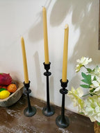 Iron Taper Candle Holder - Set of 3 Decorative Candle Stand - Candlestick Holder for Wedding, Dinning, Party - Black