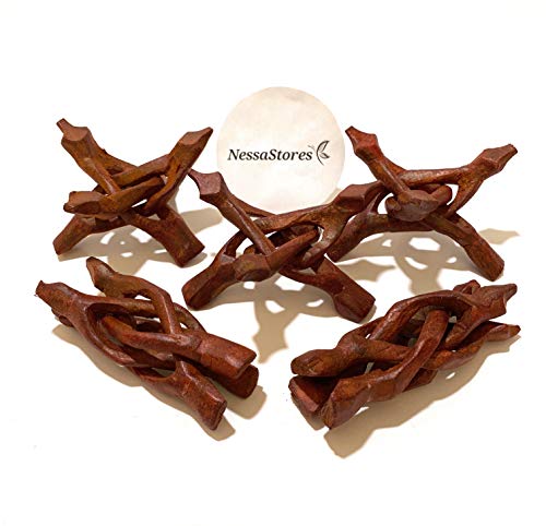 NESSASTORES - Carved Tripod Wood Stand Holder 4" #JC-045 (2 pcs) - size: 2 pcs