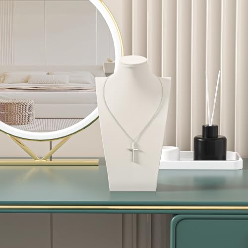 Necklace Bust Stand for Selling, Beige Velvet Necklace Display Holder, Jewelry Necklace Organizer Rack for Home Use or Store Show (11"Height) - color: Beige Velvet, size: 11" Height (1pc)