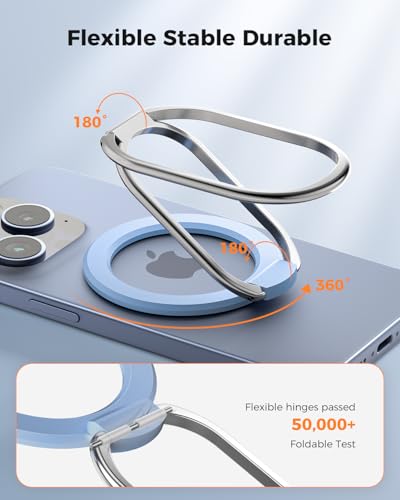 【2025 Upgraded】 Mag Safe Phone Ring Holder, SUPERONE Adjustable Magnetic Kickstand & Removable Phone Grip Compatible with Wireless Charging Only for iPhone 17 & 16 & 15 & 14 & 13 Series - Sierra Blue - color: Sierra Blue