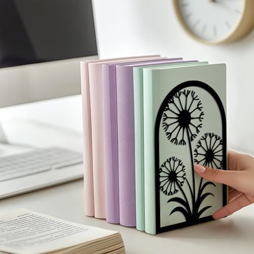 Peacoblue Metal Bookends for Shelves, Modern Decorative Heavy Duty Study Book Support Stoppers for Office, Desk, Shelf, Room 5.3"x4.3"x7.9" Cast Iron Simple Tall Bookends, 1 Pair (Dandelion) - style: Gothic Crow