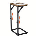 5-Level Adjustable C-Shaped End Table, Small Side Table for Couch, Sofa TV Tray Table for Living Room, Bedroom, Bedside ET-ZA-BRW1 - color: Rustic Brown