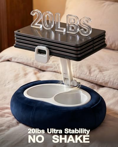 Miledi Tablet Pillow Stand, Compatible with 5"-12.9" Kindle, iPad, Phone/Tablet, 360° Rotating Phone Holder for Bed, Soft Plush Fabric, Detachable Bowl, Reading and Relaxation on Bed, Blue - color: Blue