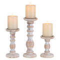Wood Pillar Candle Holder: 3Pcs Rustic Candle Holders for Pillar Candles Wood Candle Holders Distressed Wooden Farmhouse Large Candle Holder Fireplace Table (Rustic White, 5.9", 7.87", 11") - color: Rustic White, size: 5.9", 7.9", 11"