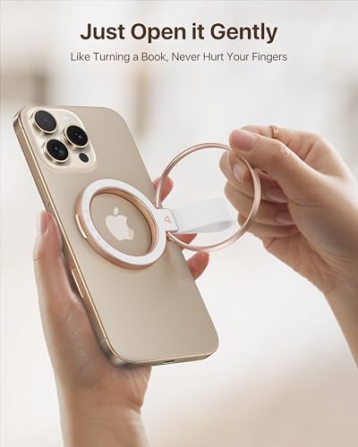 andobil [2026 Unrivaled Stability] Magnetic Phone Grip Holder for MagSafe Ring Stand Holder Kickstand Compatible with MagSafe Accessories for iPhone 17 Air 16 Pro Max Plus 15/14/13/12&Android,Rosegold - color: Rose Gold
