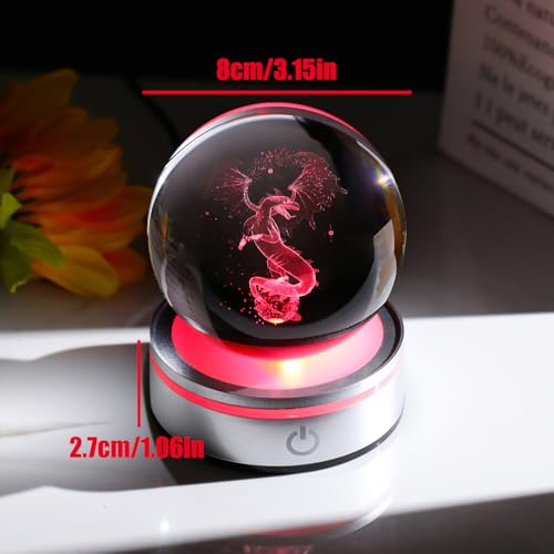 Arikyrist 3.15in. 3D Dragon Crystal Ball Gifts for Women Men, K9 Crystal Decorative Ball Engraved Dragon Figurine Paperweight with LED Light Base for Home Office Decoration for Birthday Christmas - color: Dragon