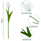 20pcs White and Pink PU Faux Tulips Flowers 13 Inch Fake Flowers Mother's Day Easter Valentine’S Day Gifts in Home Kitchen Wedding Dining Table Decoration - color: White and Pink