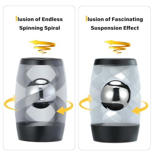 Kinetic Optical Illusion Toys, Kinetic Desktop Fidget Spinner Toys, Cool Gadget Desk Toy Fidget Toys Gift for Various Holidays, Kinetic Spinner Ball Relieve Stress Anxiety for Kids and Adults (Black)