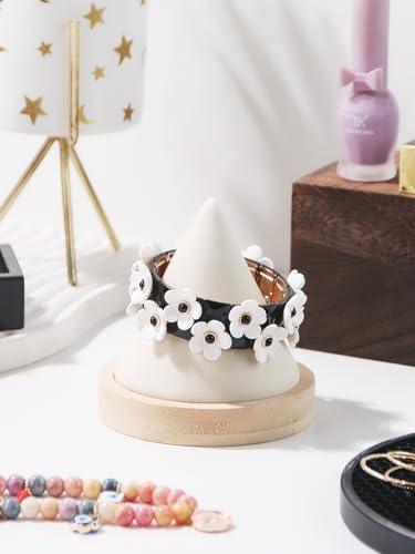 Single Bracelet Holder,Jewelry Displays for Selling Photograph,Bamboo Base Bangle Stand (Beige) - color: Beige