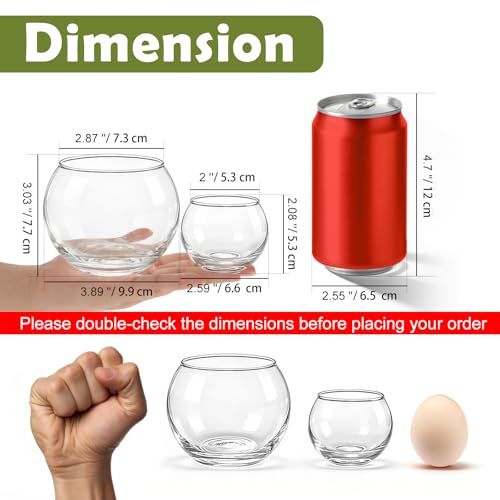 24 Pack Glass Small Bubble Vases, 4" W x3''H Clear Bowl Vases 12 Pcs, 2.6" W x2''H Round Candle Holders 12 Pcs, Mini Globe Vase Centerpiece for Wedding Party Home Decor