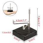 Hipiwe Adjustable Stainless Steel Arms Display Stand Wooden Base Rock Display Small Display Easel Holder for Displaying Fossil Coral Geodes Rock Mineral Agate Plate Seashell and Photos, 2"x2"x3.1" - size: Small