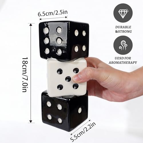 Tnstbiee Triple Dice Ceramic Vase – Elegant Black & White Decorative Vase for Home & Bar, Perfect for Flowers | Unique Centerpiece for Dining Table, Coffee Table & Entryway | Stylish Decor for Kitchen - color: Black and White Dice Vase