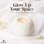 Marble Tealight Candle Holder 4 Inch White Votive Candle Holders for Centerpieces Dining Table & Small Tea Lights Candles Set of 2 for Birthday & Wedding Decor - size: 4 inches