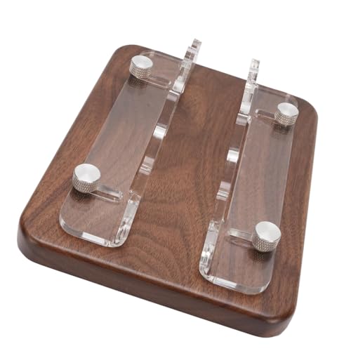 Asixxsix Mini Stand, Adjustable Slot Width 25-56mm Vertical Stand, Walnut Wood Desktop Holder with Anti Slip Silicone for