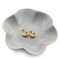 HANKOR 4.7 inch Small Ring Dish, Ceramic Jewelry Holder Tray, Gray Catch All Trinket Bowl for Keys Rings Earrings - color: Gray
