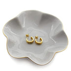 HANKOR 4.7 inch Small Ring Dish, Ceramic Jewelry Holder Tray, Gray Catch All Trinket Bowl for Keys Rings Earrings - color: Gray