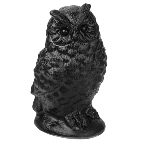 Nupuyai Hand Carved Horned Owl Statue for Home Decor, Natural Black Obsidian Crystal Figurine Stone Sculpture Decoration for Fengshui - style: Horned Owl