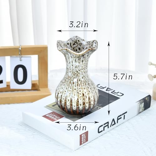 Ceramic Vase, Modern Small Vases for Home Decor, Elegant Flower Vase Centerpiece for Tables, Office Desk, Room Decor, Fit for Housewarming, Wedding, Birthday (White) - color: White