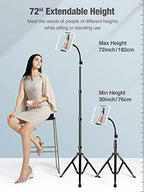 elitehood Metal iPad Tripod Stand & Adjustable 72’’ Gooseneck Tablet Floor Stand Holder, Heavy Duty Aluminum iPad Floor Stand for Pro 12.9 11, Mini, Air, iPhone and 4.7-12.9" Tablets Cell Phones - size: 4.7–13" · Side Clamp