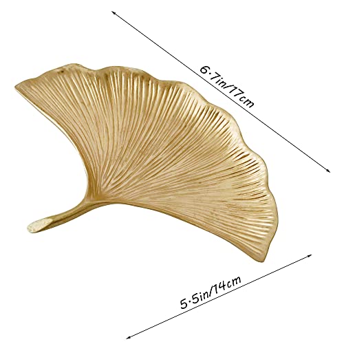 Small Leaf Shaped Trinket Dish, Decorative Gold Jewelry Dish Tray, Ring Hodler Dish Jewelry Organizer - color: Ginkgo