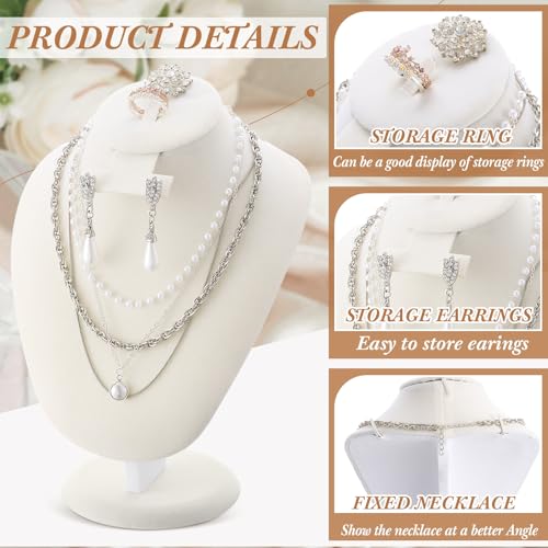 RattanView 2 Pcs Beige Velvet Jewelry Display Set Necklace Mannequin Bust Stand T Bar Bracelet Holder for Retail Home Decor - color: Beige