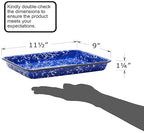 Red Co. 11" x 9" Enamelware Metal Classic 2 Quart Rectangular Serving Tray, Navy Blue Marble/Black Rim - Splatter Design - color: Navy Blue