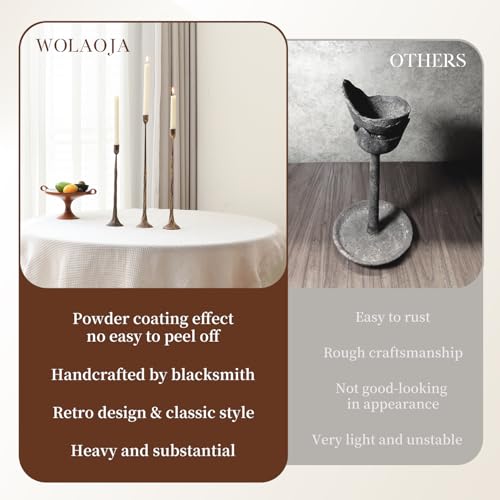 Iron Antique Gold Candlestick Holders, Set of 3 Candle Stick Holders,Fits 3/4 inch Thick Candle&Led Candles, Vintage Modern Decorative Centerpiece for Dining Table Centerpiece, Wedding, Party Decor - color: Antique Gold-twisted, size: 14.4”,17.1”,19.7”
