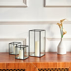 yshengood Hurricane Candle Holder Set of 3 Pcs, Black Candle Holder for Pillar Candle - size: 3-Piece Set