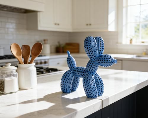 Balloon Dog Statue Decor Polka Dot Dog Cool Stuff to Put on Shelves, Blue Balloon Dog Statue Decoration Fun Paperweight, 5 inch Versatile Color Options - color: Blue
