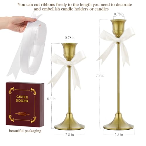 FSyueyun Brass Candlestick Holders Set of 2, Elegant Metal Candlestick Holders for Vintage Taper Candle Holders, Perfect for Table Centerpieces, Fireplace, Home Decor, Weddings and Party Decorations - color: Brass, size: Set of 2