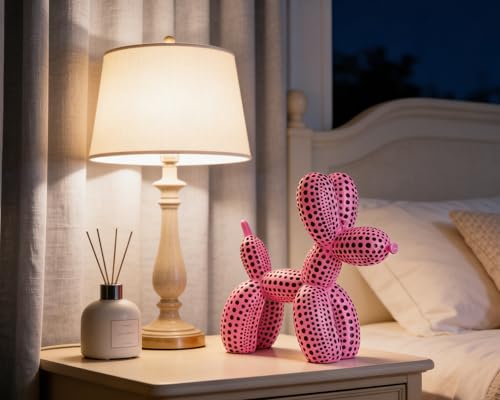 Balloon Dog Statue Decor Polka Dot Dog Cool Stuff to Put on Shelves, Hot Pink Balloon Dog Statue Decoration Fun Paperweight, 5 inch Versatile Color Options - color: Pink