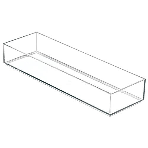 iDesign Clarity Plastic Drawer Organizer, Storage Container for Silverware, Utensils, Kitchen Gadgets in Pantry, Cabinets, Countertops, 4" x 12" x 2" - Clear - color: Clear, style: Pack of 1