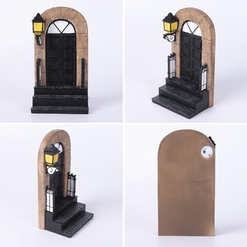 1 Pcs Unique Book End with Lighted Lantern, Vintage Decorative Book Ends for Shelves, Funky Book Holder, Rustic Book Stopper for Home, Office, and LOTR Bookshelf Decor (A)