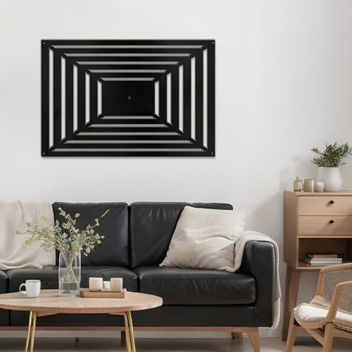 SIGNLEADER Metal Wall Decor Rectangles Gradient Minimalist Modern Luxury Wall Sculpture Hangings 3D Statue Home Decoration for Living Room, Bedroom, Bathroom, Kitchen, Fireplace, Office - 18" Black - color: Gry05-2405-m05, size: 18" Black