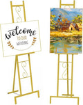 2 Pack Gold Easel Stand for Sign, Adjustable Metal Easels with Chain Support, Welcome Sign Stand for Painting, Display, Poster Picture, Wedding Sign (17" x 17" x 58") - style: 2pack-Gold