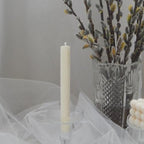 DEYBBY Handmade Beeswax Taper Candles, Dripless Wax Candles, Hand-Rolled Honeycomb Candles for Dinner Party, Set of 12 Flat Top（Cream White） - color: White, size: 12 pack