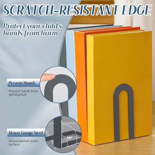 Chunful 6 Pcs Modern Metal Book Ends for Shelves Decorative Small Bookends Book Shelf Organizer Minimalist Design Stopper to Hold Books for Home Office (Gray,5.5 * 3.75 * 2.25inch) - color: Gray, size: 5.5*3.75*2.25inch