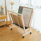 GENMOUS Wood Large Print Rack with Castors - Artist Display and Storage Rack,Natural Wooden Storage & Crafts Drying Racks for Canvas,Artwork,Prints,Panels,Posters,Art Shows & Galleries Display Stands - size: Wood-1Layer
