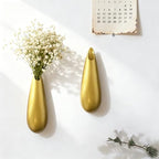 Sculptural Wall Ceramic Vase — 2 Pack Gold Hanging Sconce Vase | Turn Flowers into Art — Decorative Ceramic Wall Sconce for Single Stem Displays - size: 2pcs-Large