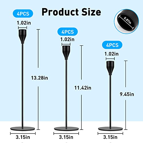 Black Candlestick Holder Set of 12 for Taper Candles, Decorative Candle Holders Bulk Candle Stick Holders Taper Candle Holders for Table Centerpiece Wedding Dinning Party Anniversary Home Decor - color: Black