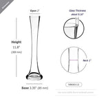 WGV Gathering Bud Vase, Width 3.3", Height 12", Clear Tall Standard Concaved Hurricane Glass Floral Container Centerpiece Planter for Wedding Party Event Home Office Decor, 1 Piece - size: 3.3"x12"H Gathering