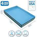 US Acrylic Coastal Plastic Serving Trays (Set of 4) 15” x 10” | Large Unbreakable Reusable Rectangular Party Platters | Serve Appetizers, Fruit, Veggies, & Desserts | BPA-Free & Made in USA - color: Coastal, size: 15" x 10"
