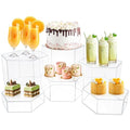 6 Pcs Buffet Risers, Dessert Stands, Acrylic Boxes for Display, Hexagonal Jewelry Showcase, Riser Display Cases Acrylic Display Base, Clear - color: Clear-Hexagonal