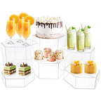 6 Pcs Buffet Risers, Dessert Stands, Acrylic Boxes for Display, Hexagonal Jewelry Showcase, Riser Display Cases Acrylic Display Base, Clear - color: Clear-Hexagonal